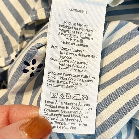 Madewell Short Mini Swing Dress Stripes Floral Tiered Babydoll Boho Medium - Picture 6 of 7